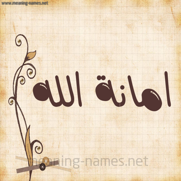 شكل 6 صوره ورق كلاسيكي للإسم بخط عريض صورة اسم امانةُ الله AMANHO-ALLH